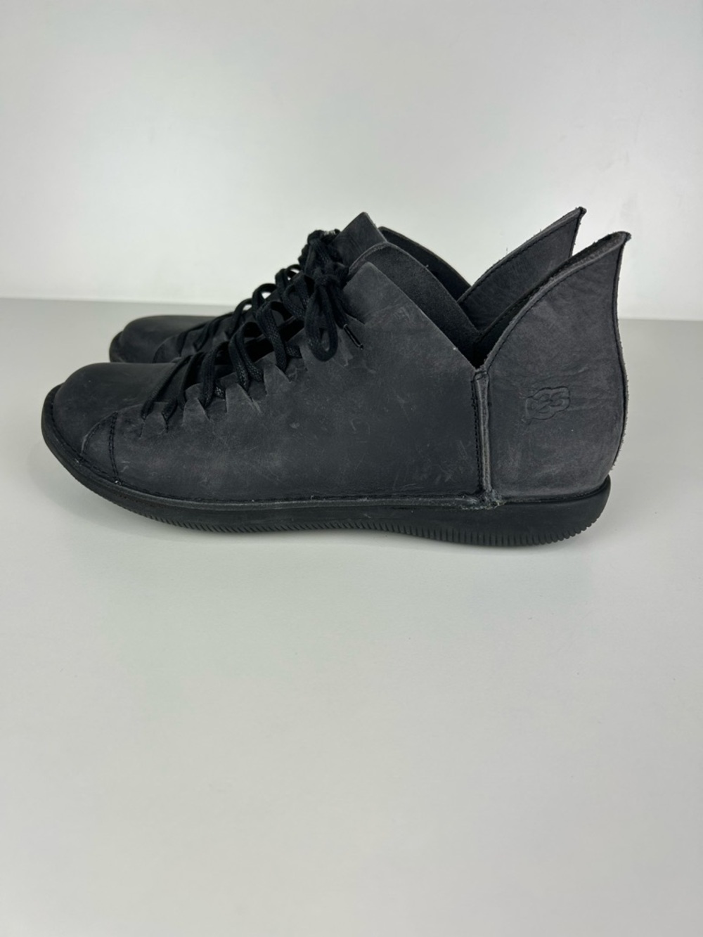 LOINTS OF HOLLAND CAROLA LEATHER LACE UP BOOTIE SHOES SIZE 36 CHARCOAL BLACK